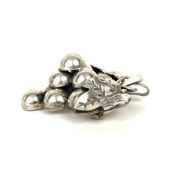Taxco Mexican Sterling Silver 925 Grape Bundle Pin Pendant Vintage Pre-O… - Picture 4 of 4